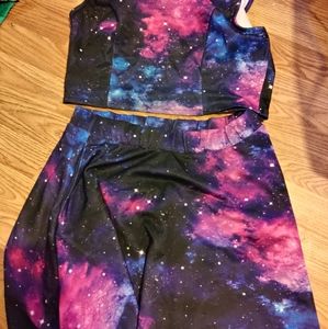 Two piece Galaxy crop & skirt set